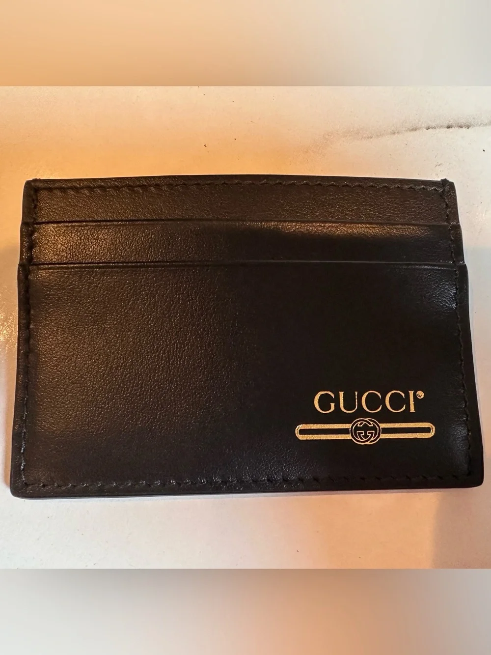 Gucci Leather Card Case Black With Gucci Logo